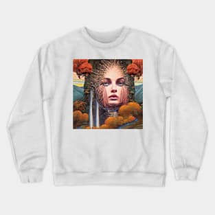 Portrait of pretty young woman and some autumn  nature Crewneck Sweatshirt